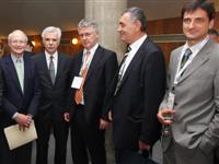 Darko Tipuric (Dean, Faculty of Economics Zagreb), Michael Porter, Mladen Vedris, Damir Kustrak (President, Croatian Employers' Association CEA), Ivica Mudrinic, (CEO Croatian telekom) & Zeljko Kardum